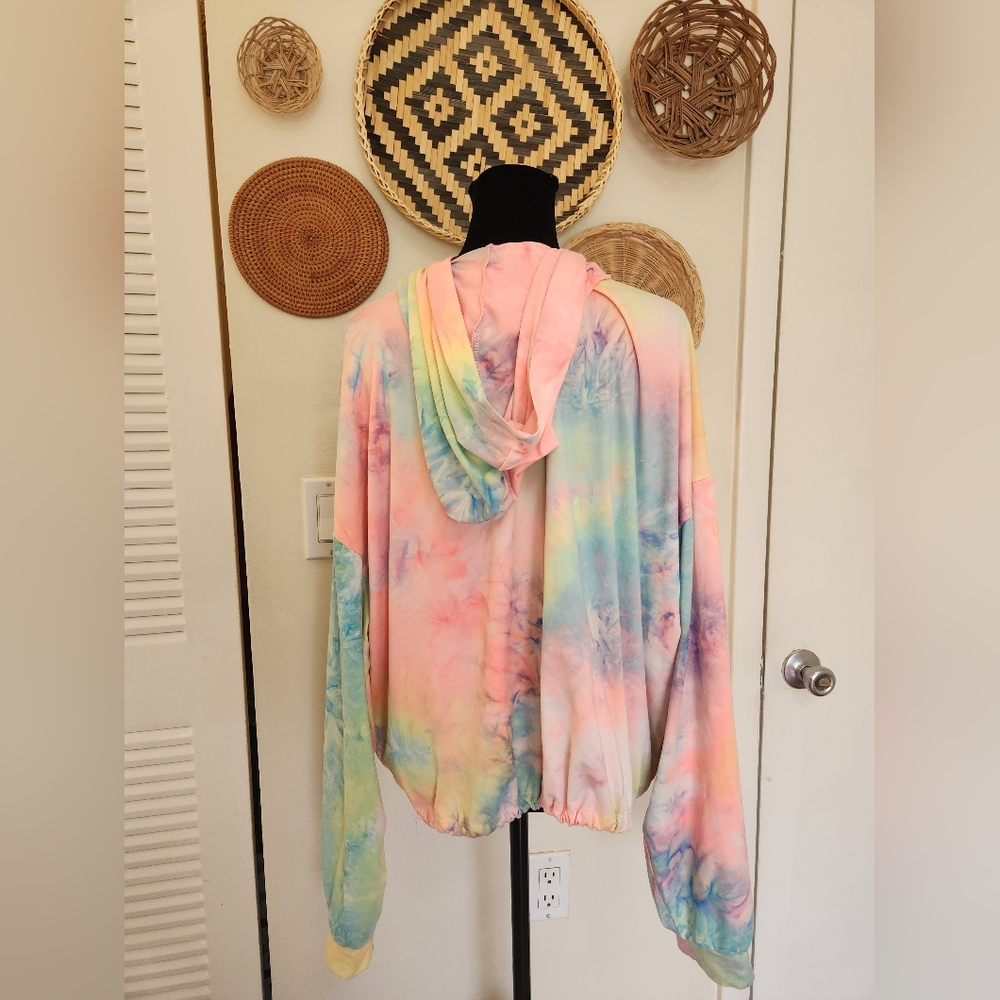 Tie-Dye Hoodie with 'Stay Humble, Hustle Hard' Print - Picture 8 of 10
